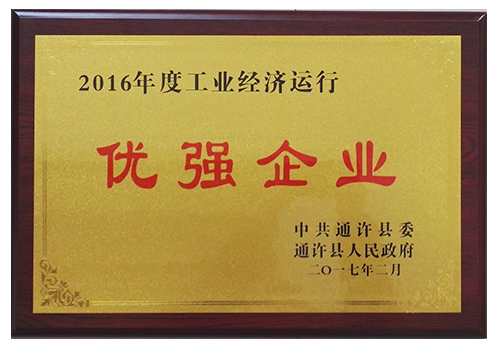 2016年度工業(yè)經(jīng)濟運行優(yōu)強企業(yè)